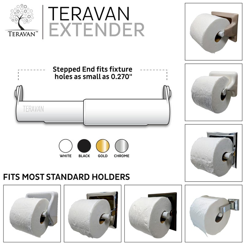 Teravan Standard Toilet Paper Holder Extender for Extra-Large Rolls â€“ Perfect for Double, Triple Rolls in Regular or Ceramic Bathroom Wall Holders, Silver, 1 Unit - Image 4